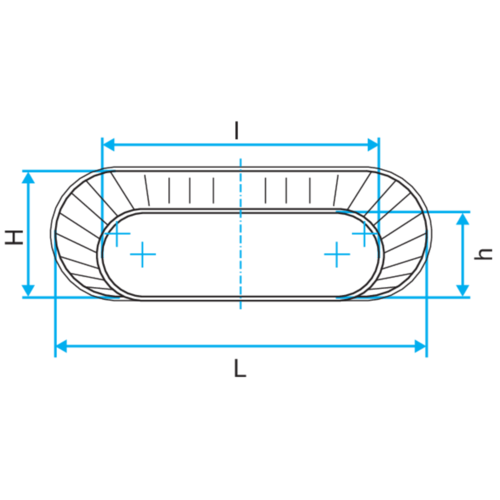 Oblong Tangent Reducer on flat duct section: ROTP